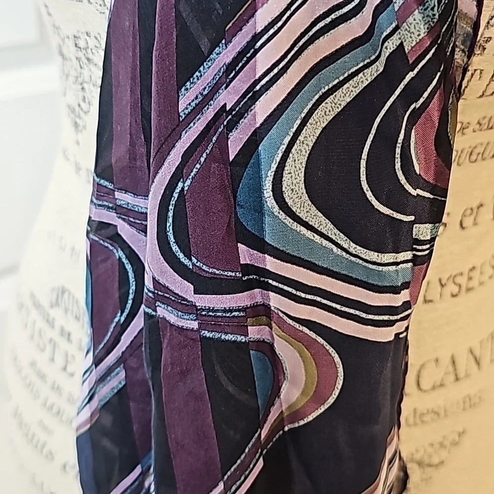 Kenneth Cole Eggplant Print Silk Neck Scarf - OS